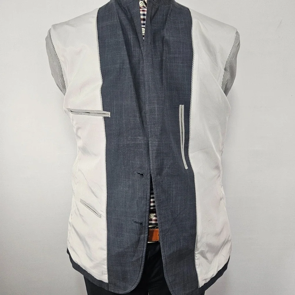 Joseph Abboud Men's Sport Coat Blazer Two Button Gray Plaid Cotton Size XL